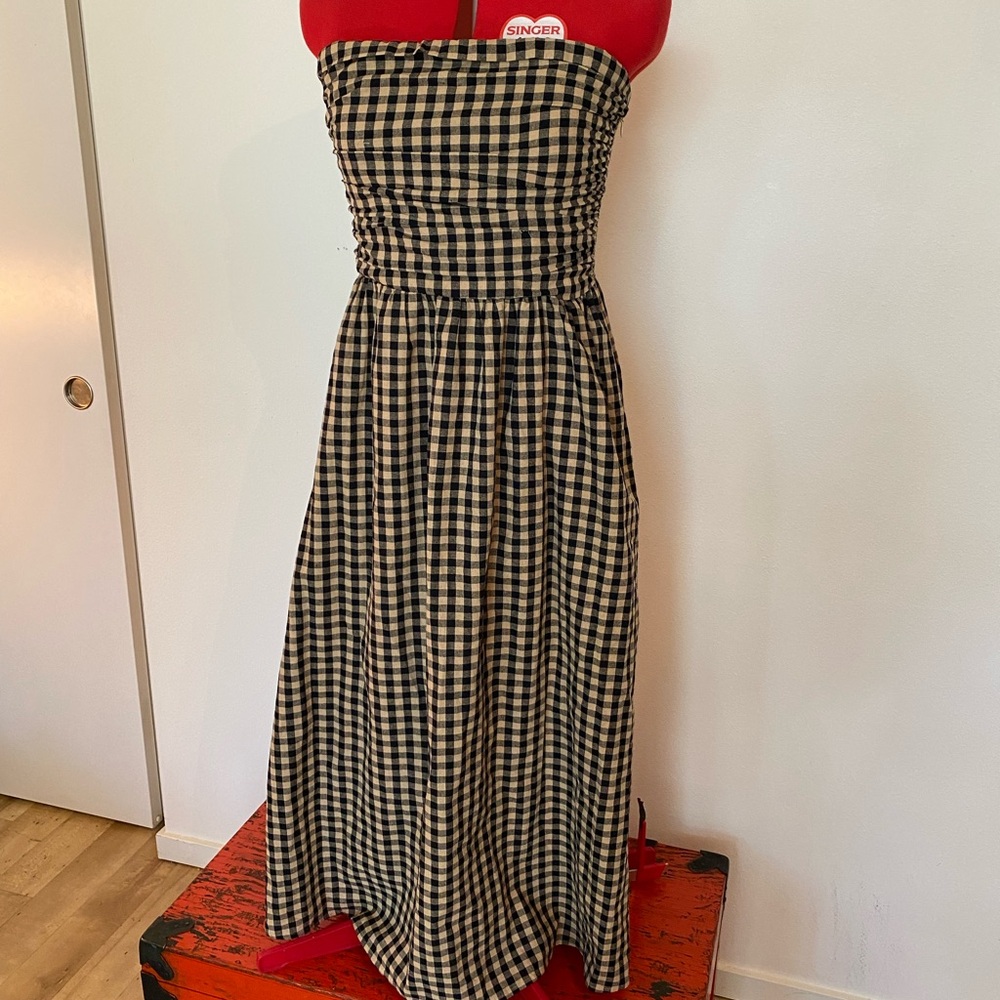 DISSH Elm Checkered Black Cream Strapless Dress in US 6 - Picture 2 of 10